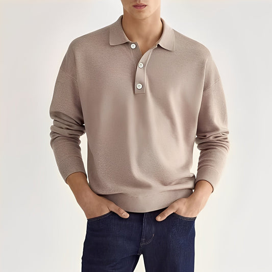 Dominic - Męska polo z długimi rękawami w stylu casual