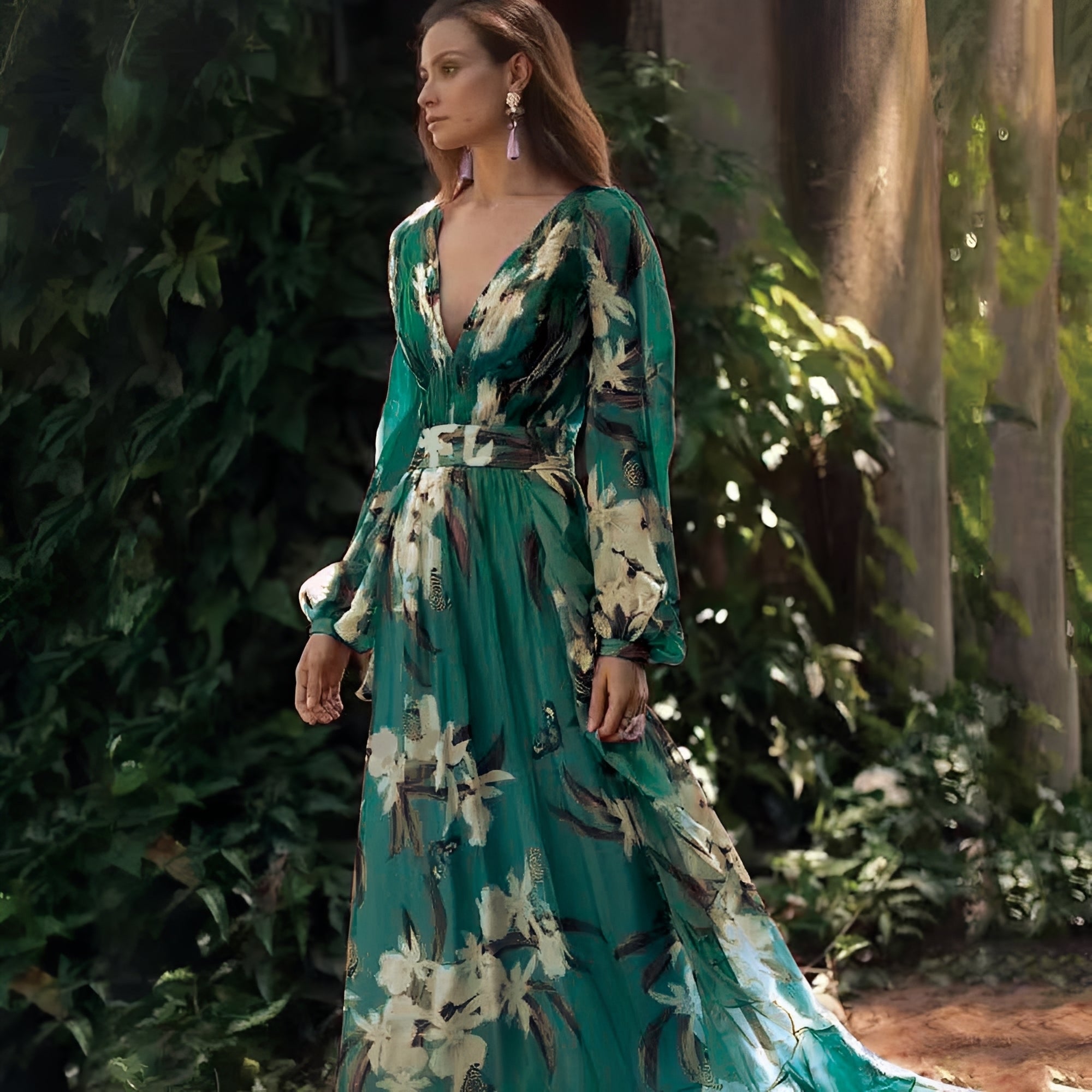 Becca - Modna sukienka szyfonowa z kwiatowym wzorem dla kobiet