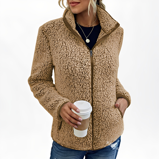 Alethea - Stylowy Fleece Płaszcz dla Kobiet