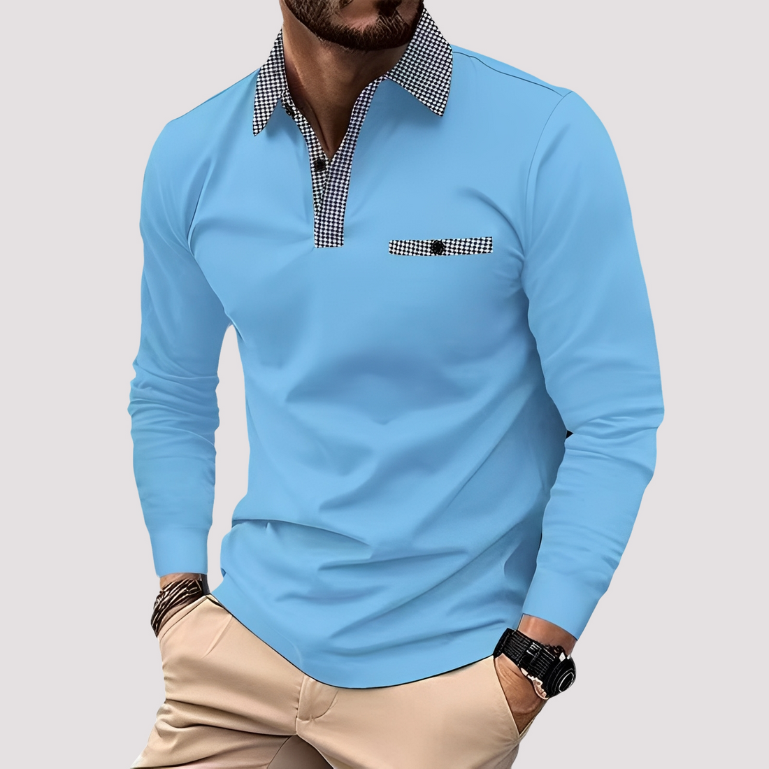 Aidan - Stylowa koszulka polo z długim rękawem dla mężczyzn