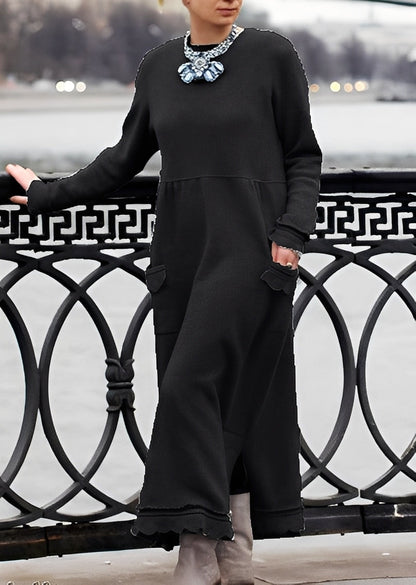 Emma - Elegancka, luźna i ciepła sukienka damska