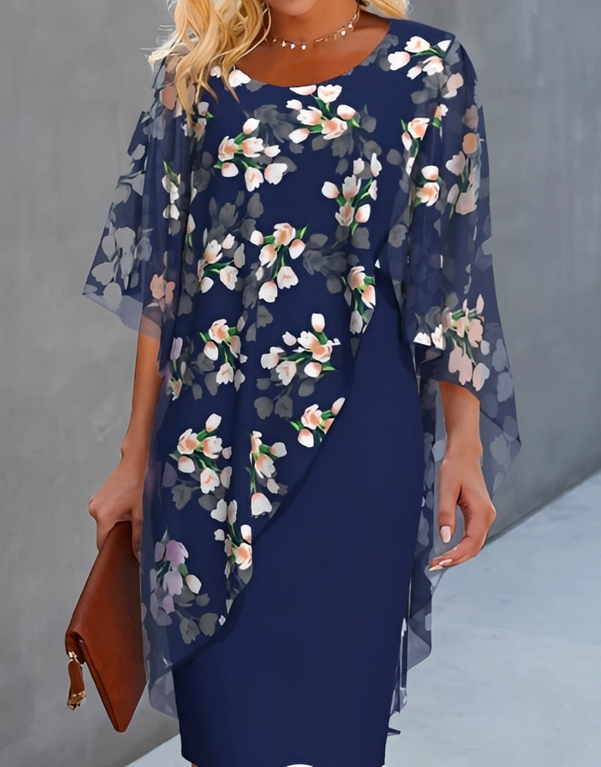 Melanie - Szykowna szyfonowa sukienka w kwiaty dla kobiet