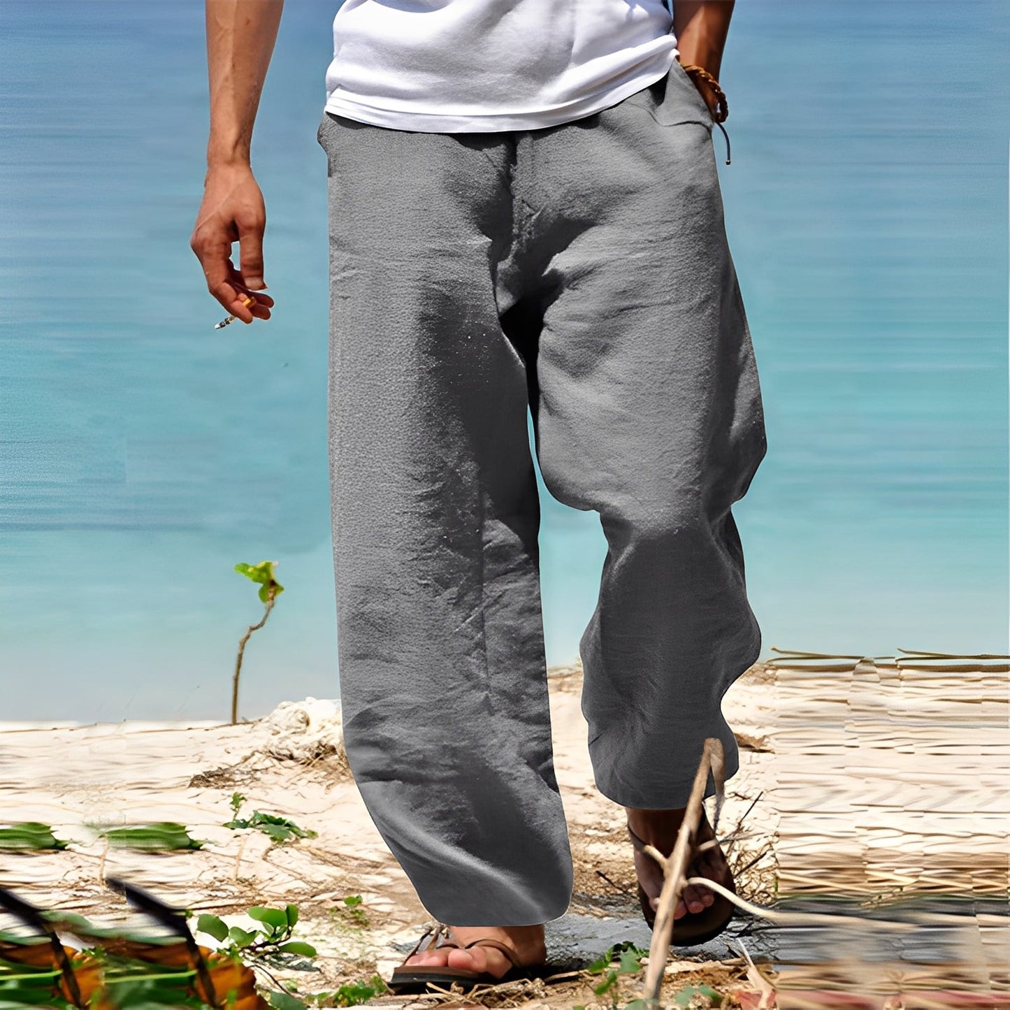 Milan - Komfortowe męskie spodnie lniane