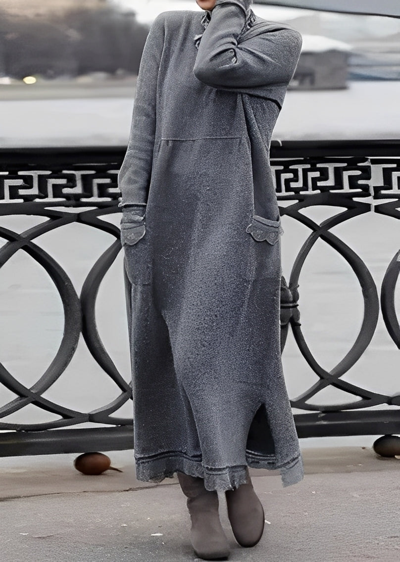 Emma - Elegancka, luźna i ciepła sukienka damska