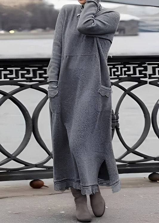 Emma - Elegancka, luźna i ciepła sukienka damska