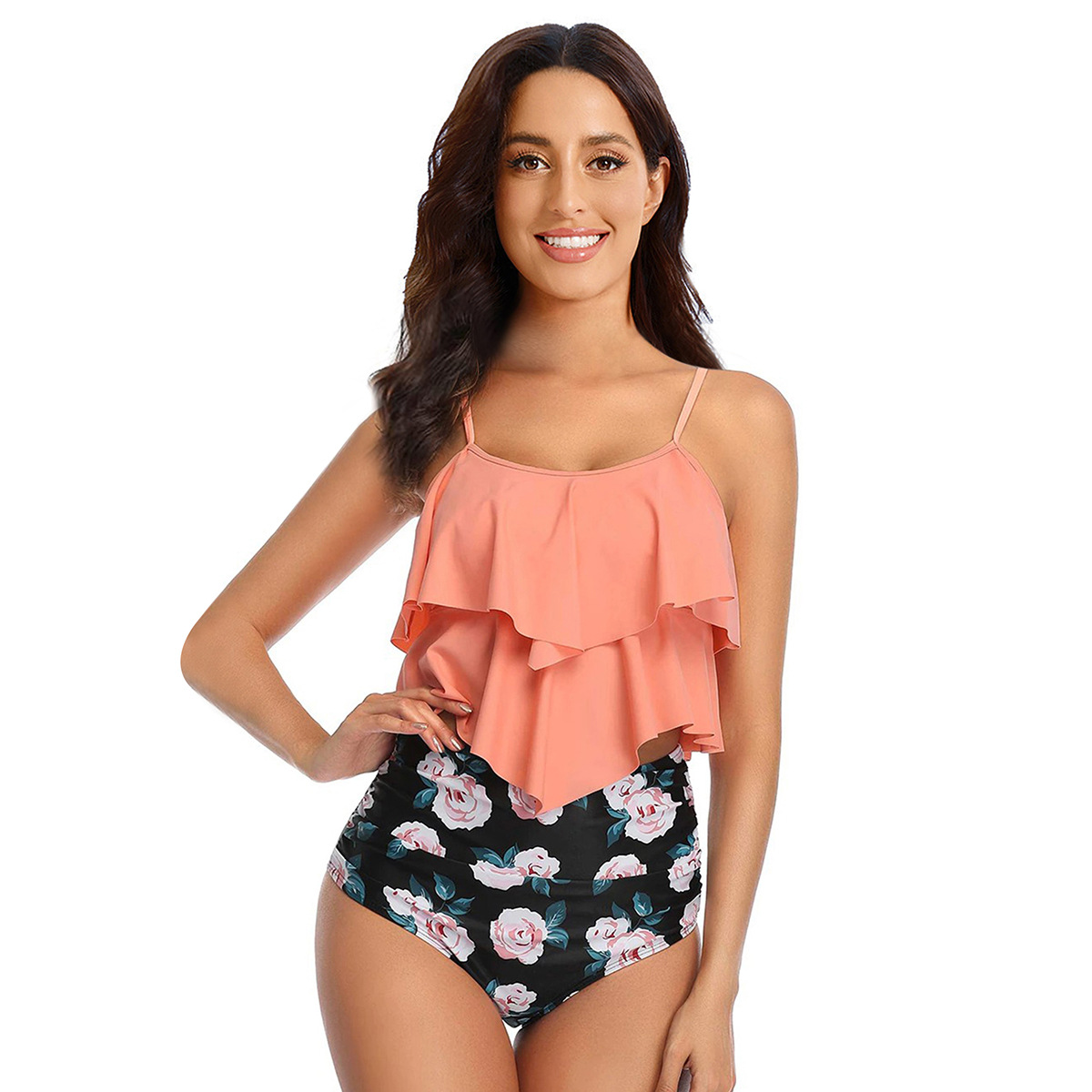 Haylie - Zestaw tankini z falbaniastym topem dla kobiet