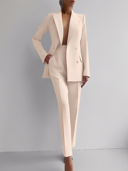 Nydia - Stylowy damski zestaw Slim-Fit z żakietem i spodniami