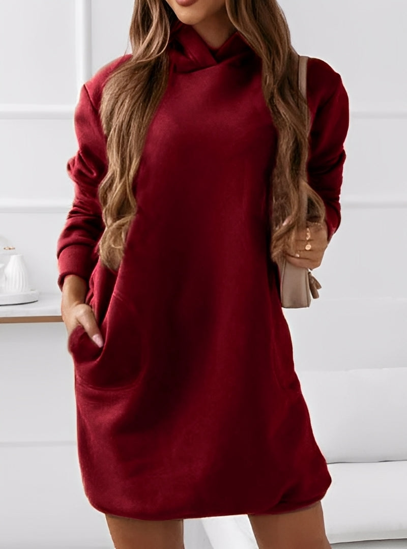 Michaela - Modna mini sukienka z kapturem dla pań