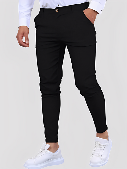 Shelton - Męskie luźne spodnie stretch o zwężanym kroju