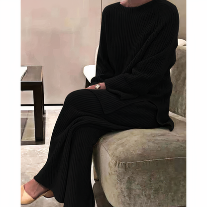 Samantha – Dzianinowy Zestaw Casual Sweter & Spodnie