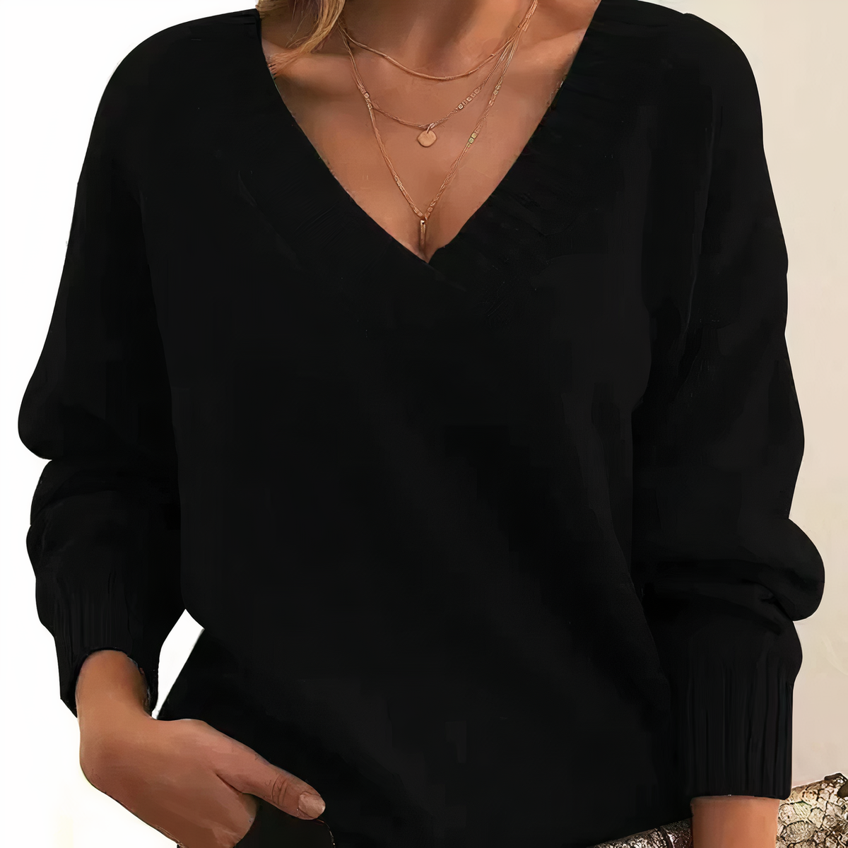 Herbst - Elegancki i ciepły sweter z dekoltem w serek