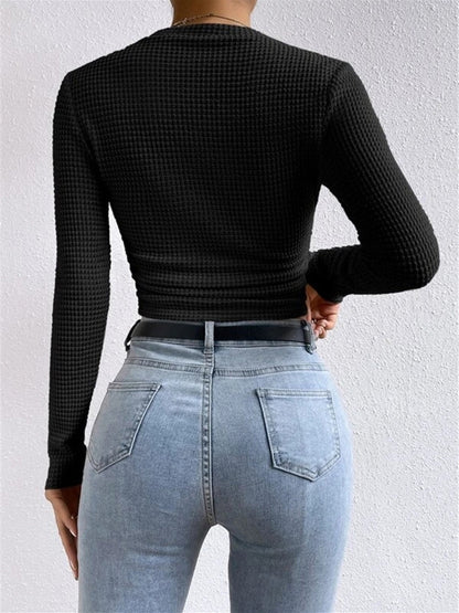 Tessa – Waffelstrick Slim-Pullover