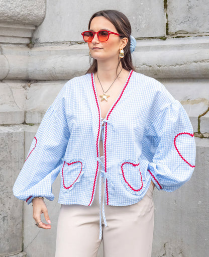 Claudia – Bluzka Gingham z Kokardą