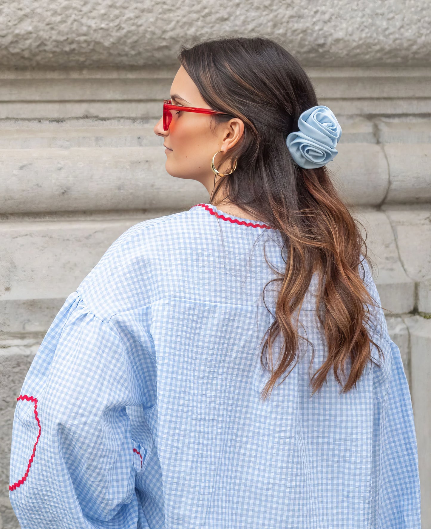 Claudia – Bluzka Gingham z Kokardą