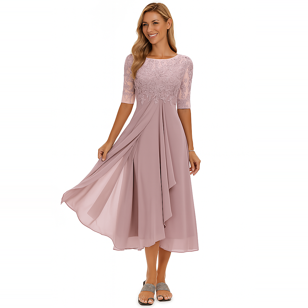Ximena - Elegancka Sukienka Damska z Koronką do Kolan