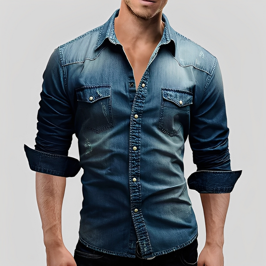 Antonin - Men's denim shirt with long sleeves
