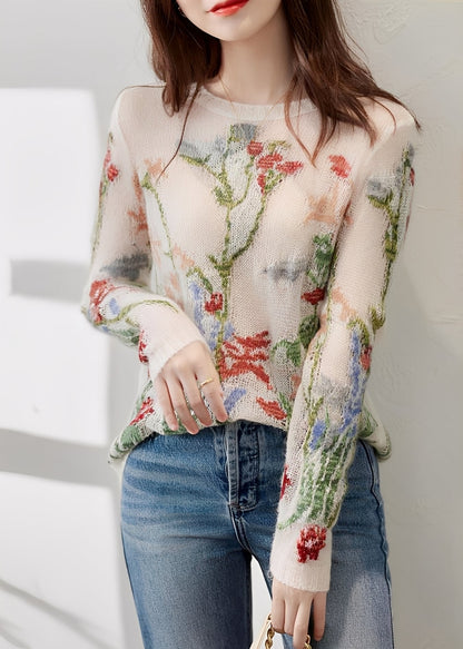 Gisselle - Stylowy damski sweter z kwiatowym motywem