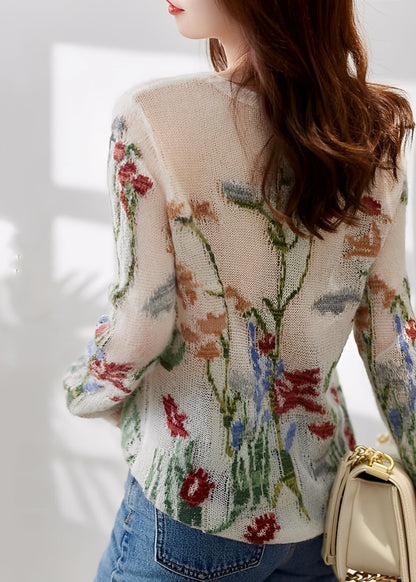 Gisselle - Stylowy damski sweter z kwiatowym motywem