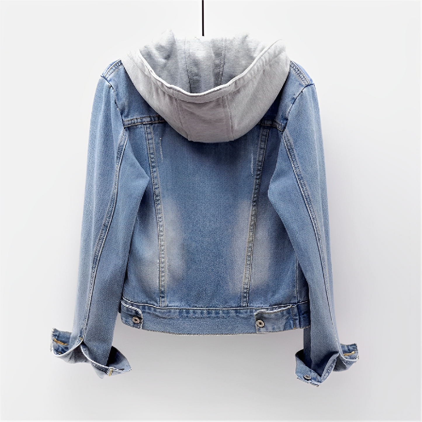 Adah - Long denim coat with detachable hood