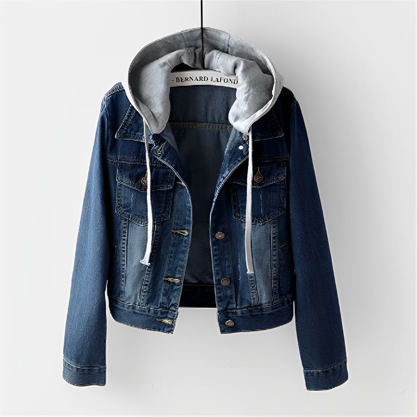 Adah - Long denim coat with detachable hood