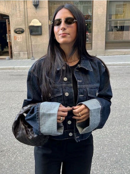 Clara – Zestaw Denim z Kurtką Trucker & Dżinsami z Wysokim Stanem