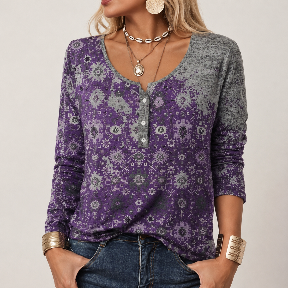 Hilde - Elegancki sweter z azteckim wzorem