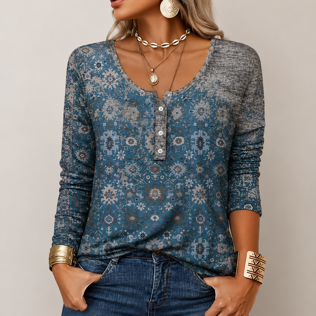Hilde - Elegancki sweter z azteckim wzorem