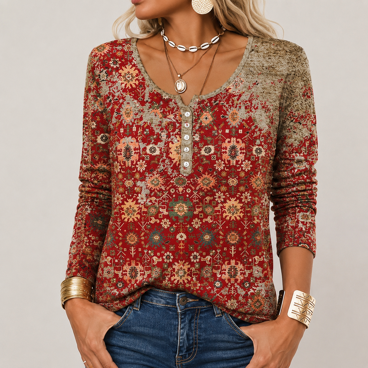 Hilde - Elegancki sweter z azteckim wzorem