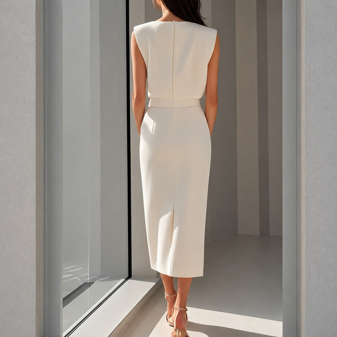 Ruth - Elegancka midi sukienka z rozcięciem