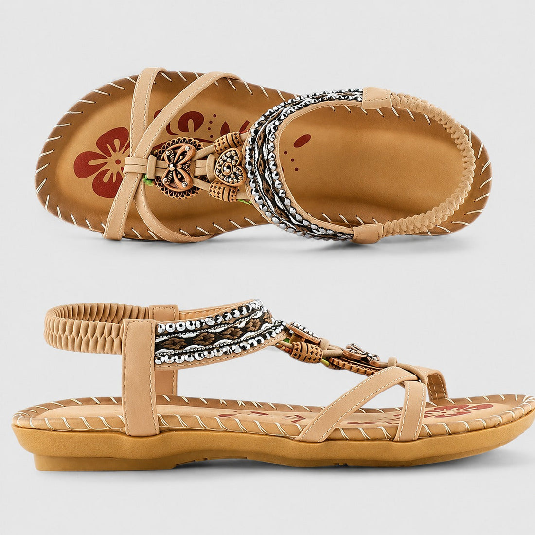 Eleanor - Stylowe Sandały Płaskie z Kryształkami