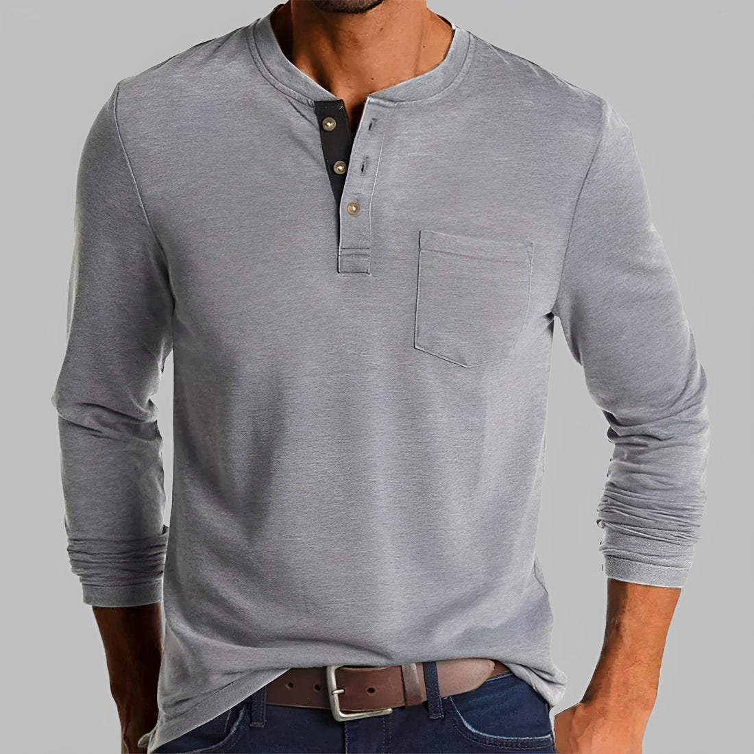 Dalton - Koszulka Henley z długim rękawem