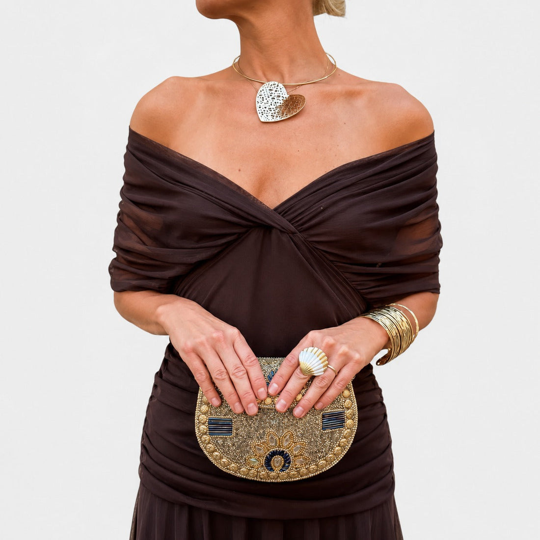 Bernice - Elegancka Długa Suknia Maxi z Marszczeniami