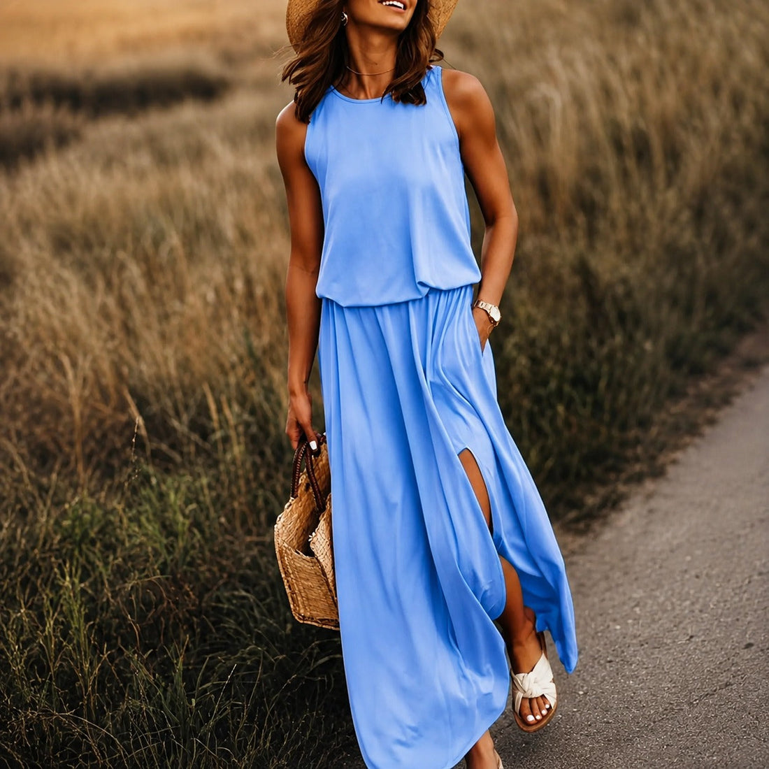 Edna - Swobodna sukienka maxi w stylu boho z modalu