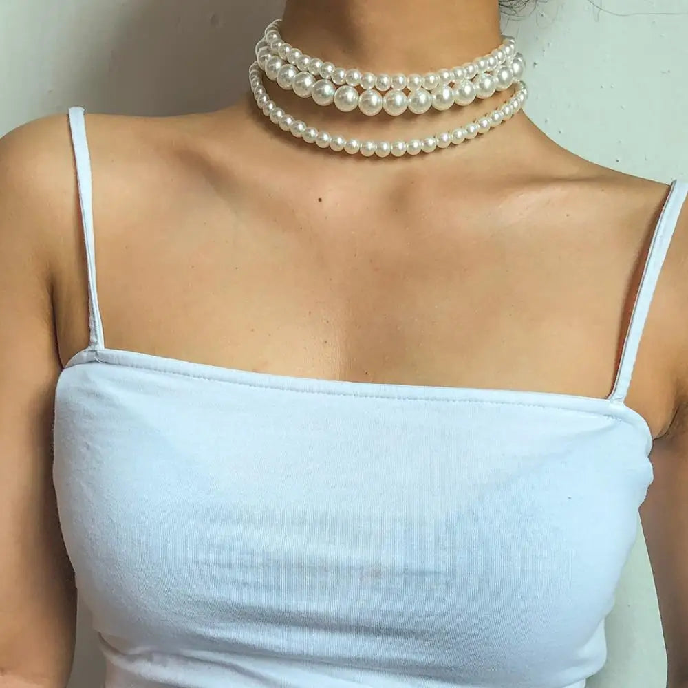 Zestaw naszyjnika choker z perłami - (zestaw 3) naszyjnik z perłami