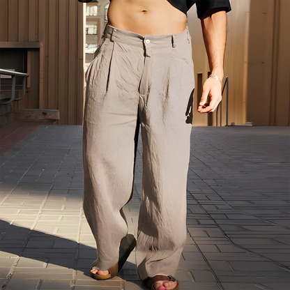 Brenz - Spodnie letnie z szerokimi nogawkami dla mężczyzn