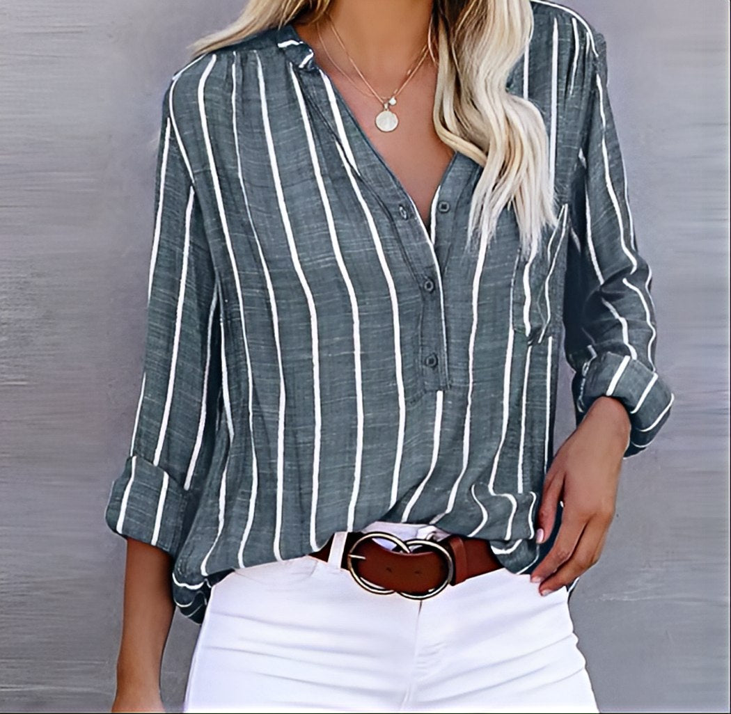 Ashley - Shirt loose fit with stripes and buttons