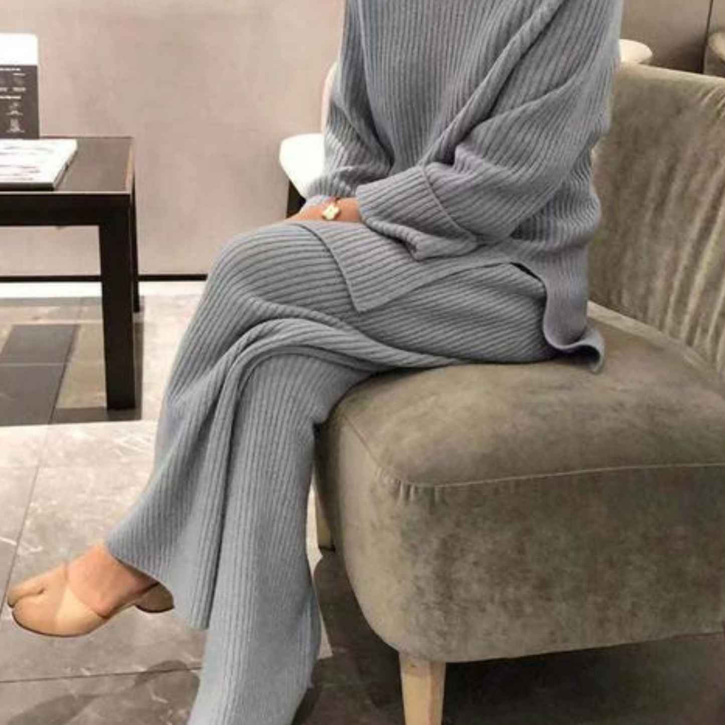 Samantha – Dzianinowy Zestaw Casual Sweter & Spodnie