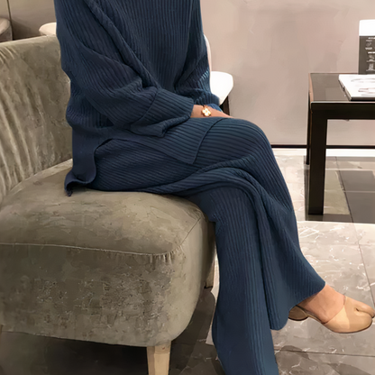 Samantha – Dzianinowy Zestaw Casual Sweter & Spodnie