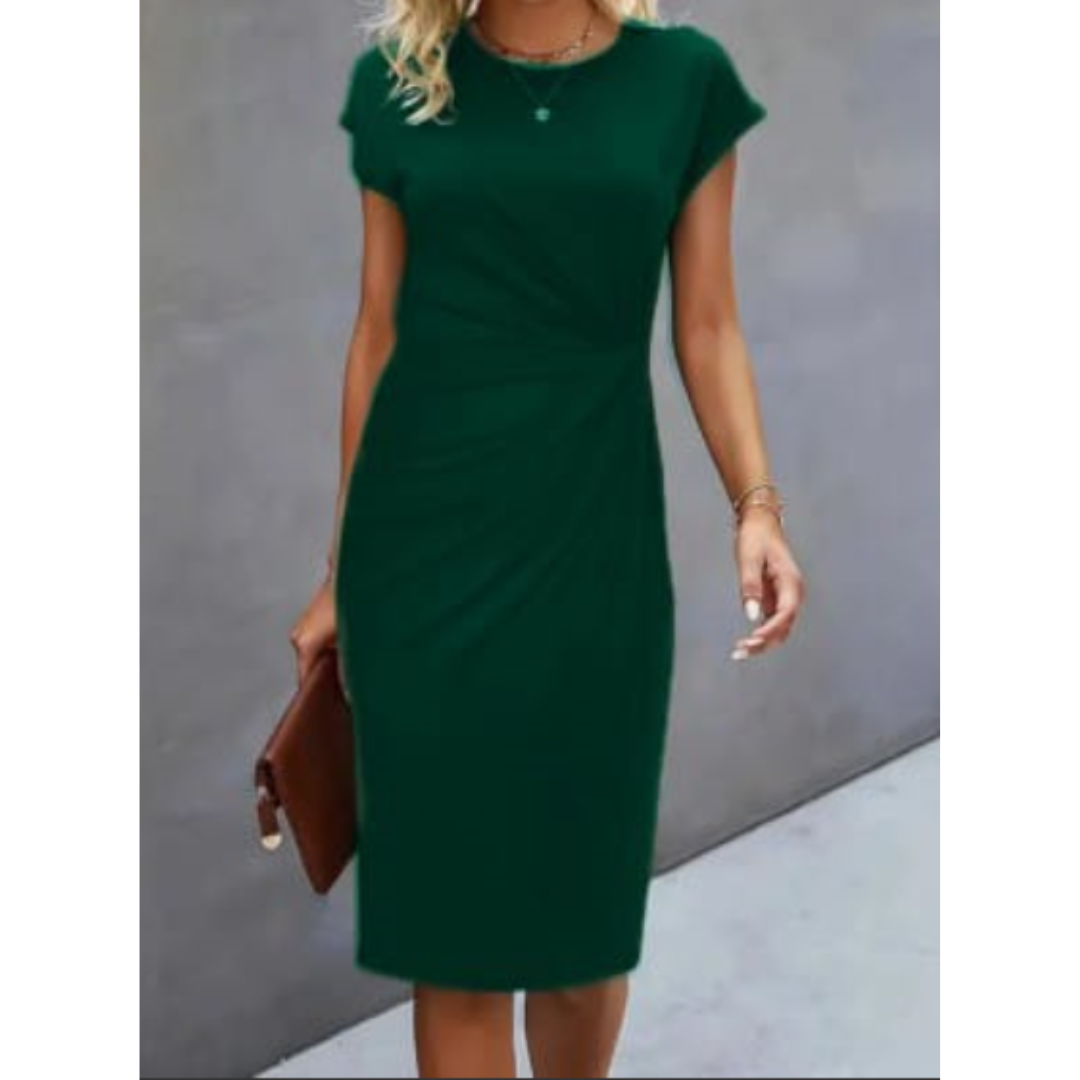 Miranda - Elegancka Damska Midi-Sukienka Krótki Rękaw