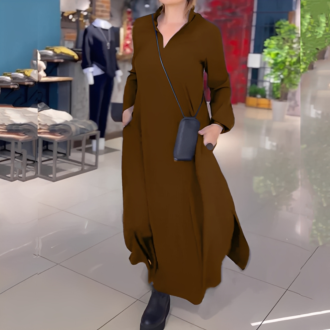 Hélène - Luźna sukienka z bocznym rozcięciem dla kobiet