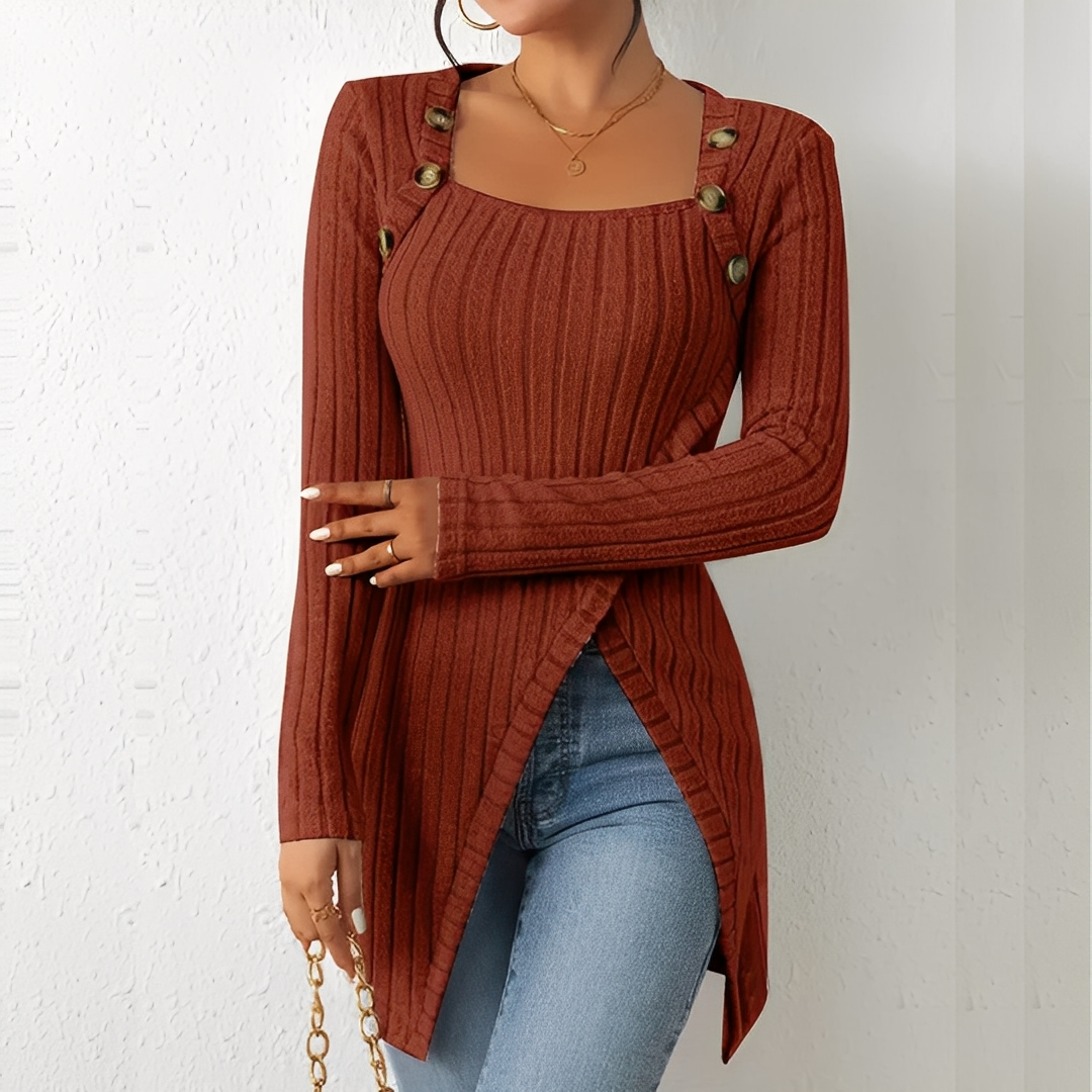 Alfreda - Women's knitted blouse with buttons