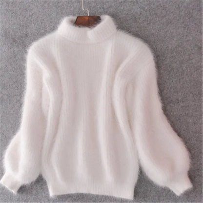 Brenda – Vintage Sweter w Stylu Angora