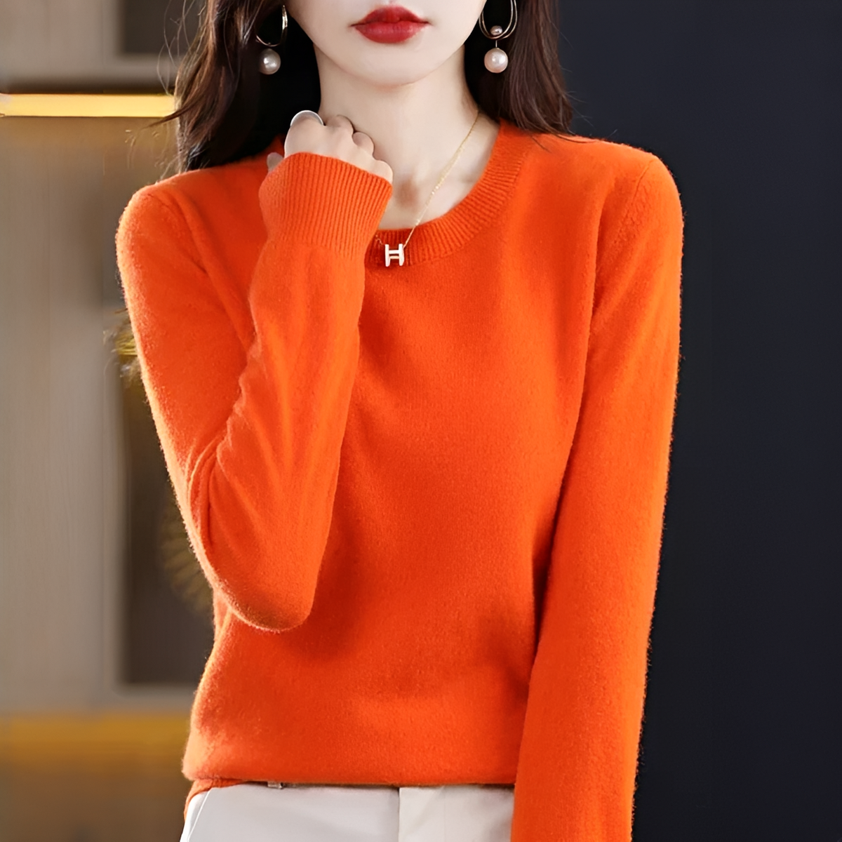 Shynna - Elegancki i miękki sweter z okrągłym dekoltem
