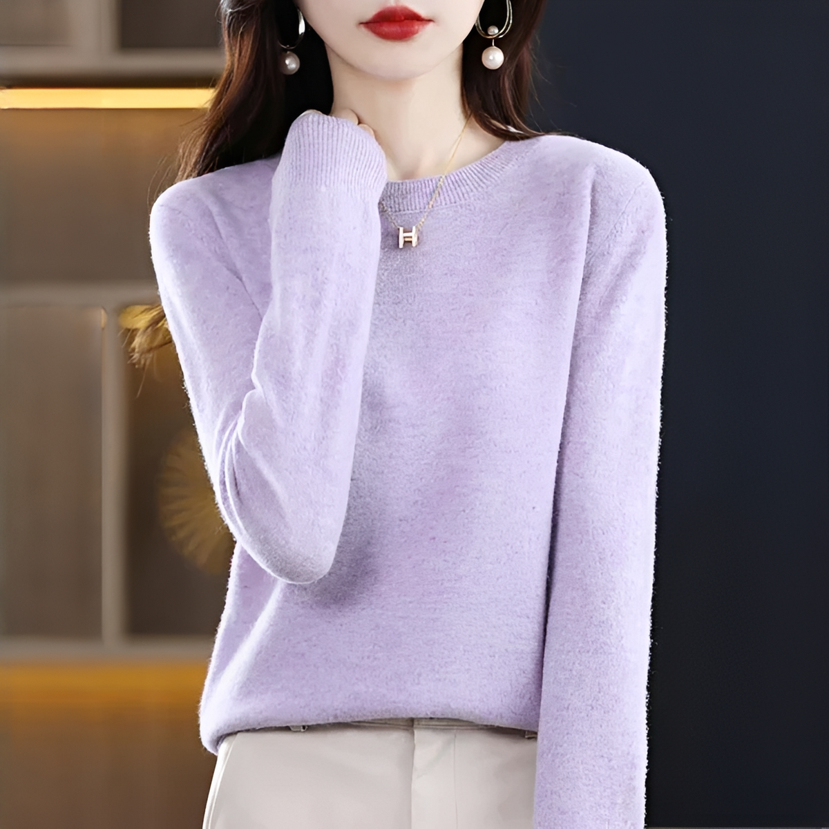 Shynna - Elegancki i miękki sweter z okrągłym dekoltem