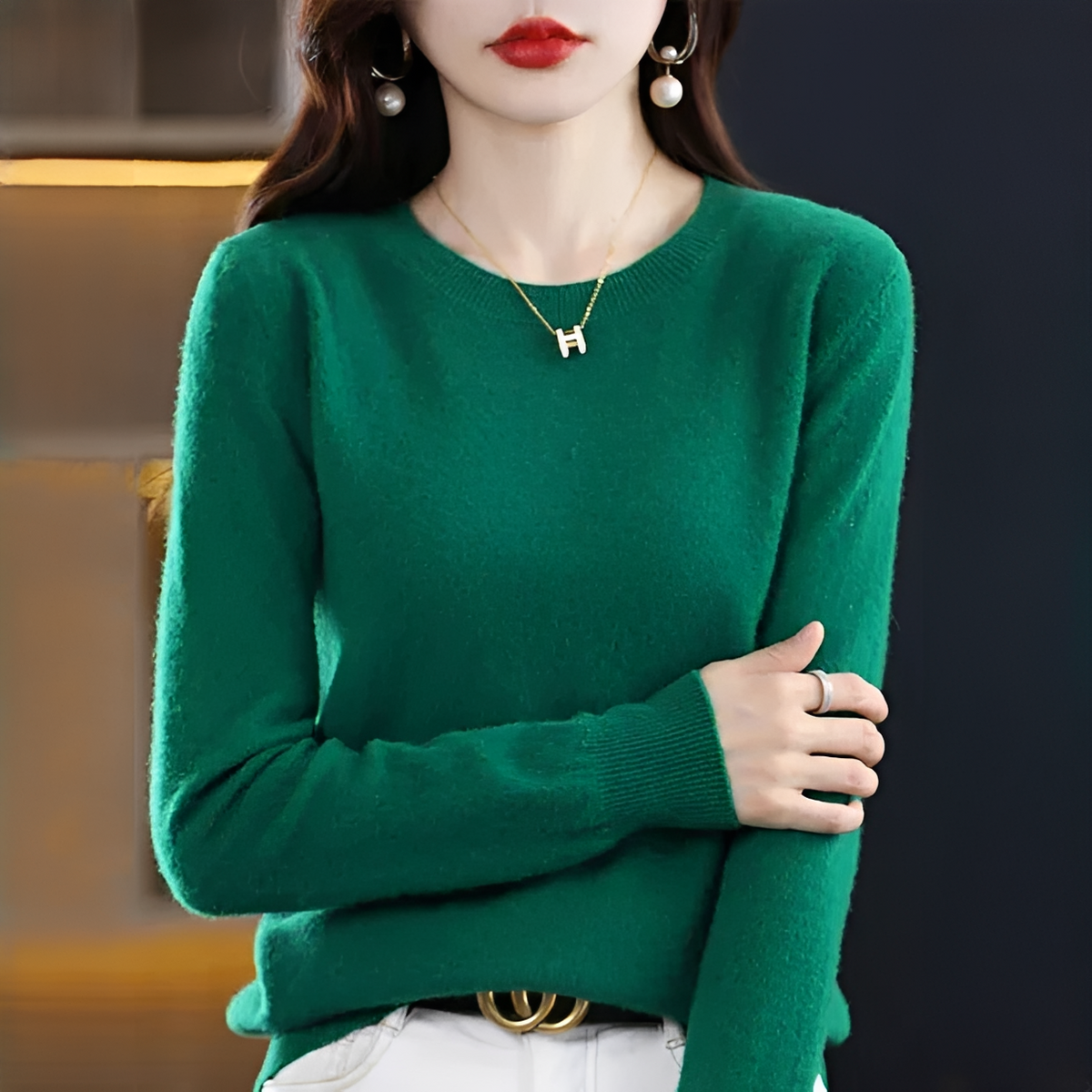 Shynna - Elegancki i miękki sweter z okrągłym dekoltem