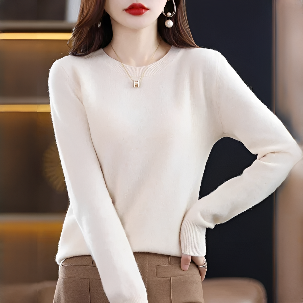 Shynna - Elegancki i miękki sweter z okrągłym dekoltem