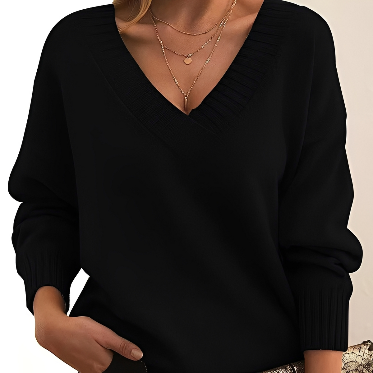 Mollie - Ciepły i elegancki sweter z dekoltem w serek