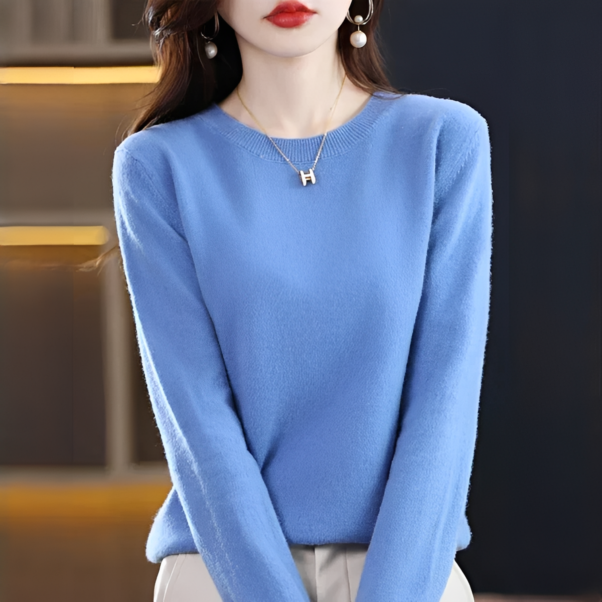 Shynna - Elegancki i miękki sweter z okrągłym dekoltem
