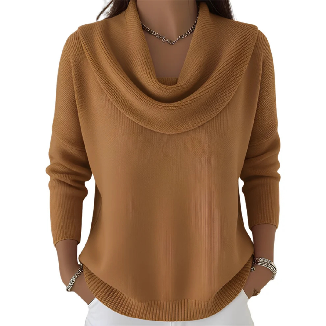 Marva - Elegancki sweter z szerokim kołnierzem