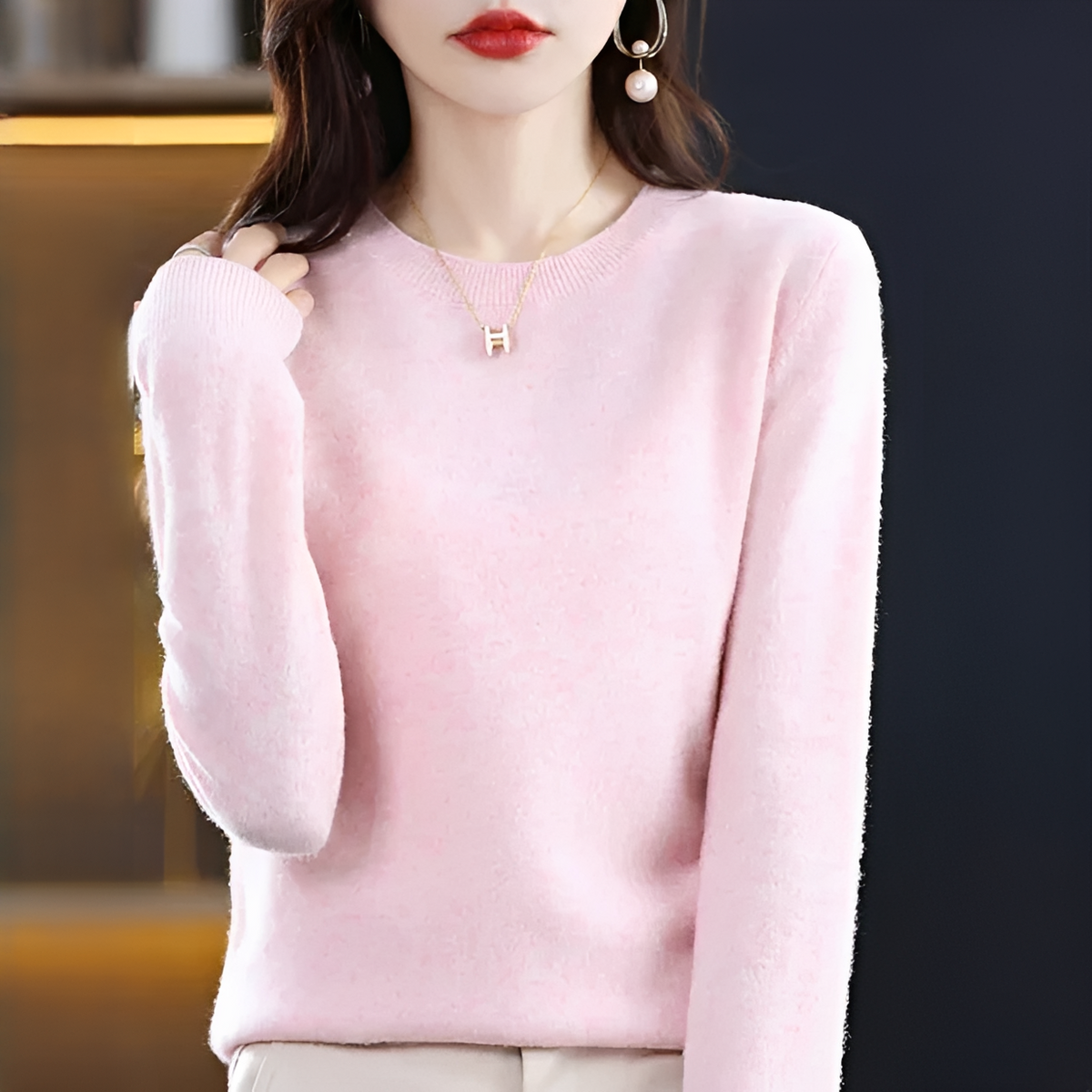 Shynna - Elegancki i miękki sweter z okrągłym dekoltem